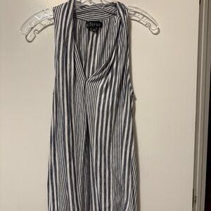 Citrus Women's Striped Sleeveless Blouse - Blue and White